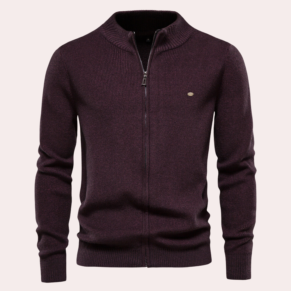 Levoire | Pull Décontracté Pour Hommes Avec Zip rouge vin