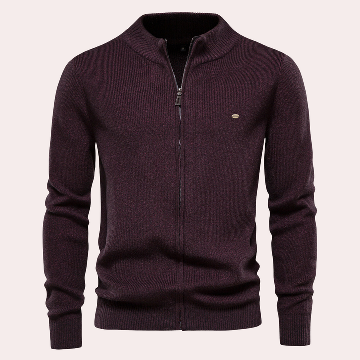 Levoire | Pull Décontracté Pour Hommes Avec Zip rouge vin