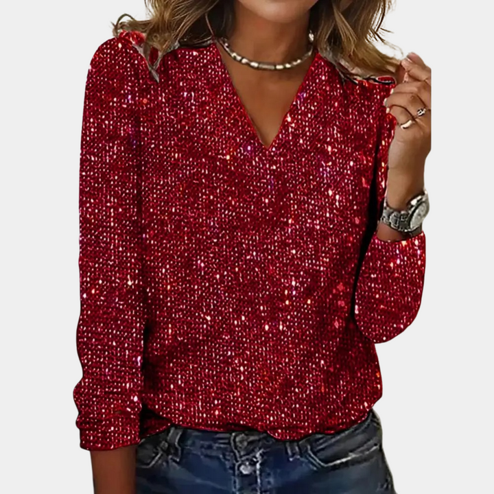 Levoire | Haut Pour Femmes Élégant Avec Des Paillettes Rouge
