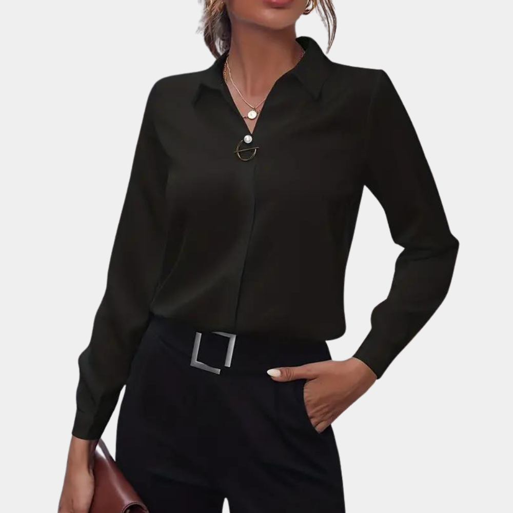 Levoire | Blouse Raffinée En Couleur Unie Pour Femmes Noir
