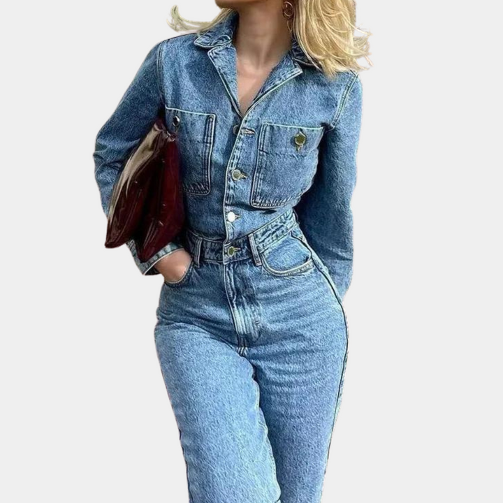 Levoire | Salopette En Denim À Manches Longues Avec Col