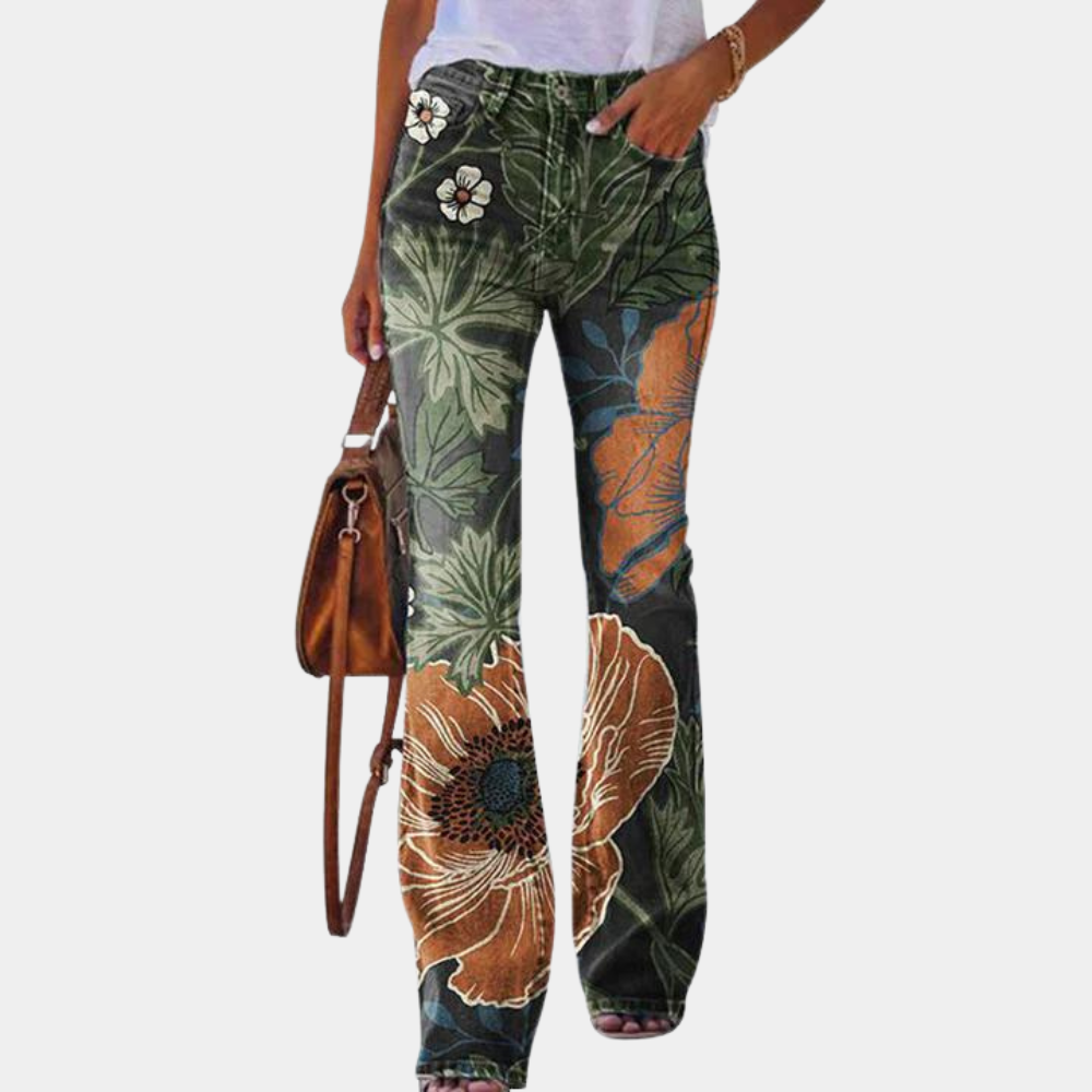Levoire | Jean Avec Broderie De Fleurs Pour Femmes Gris foncé