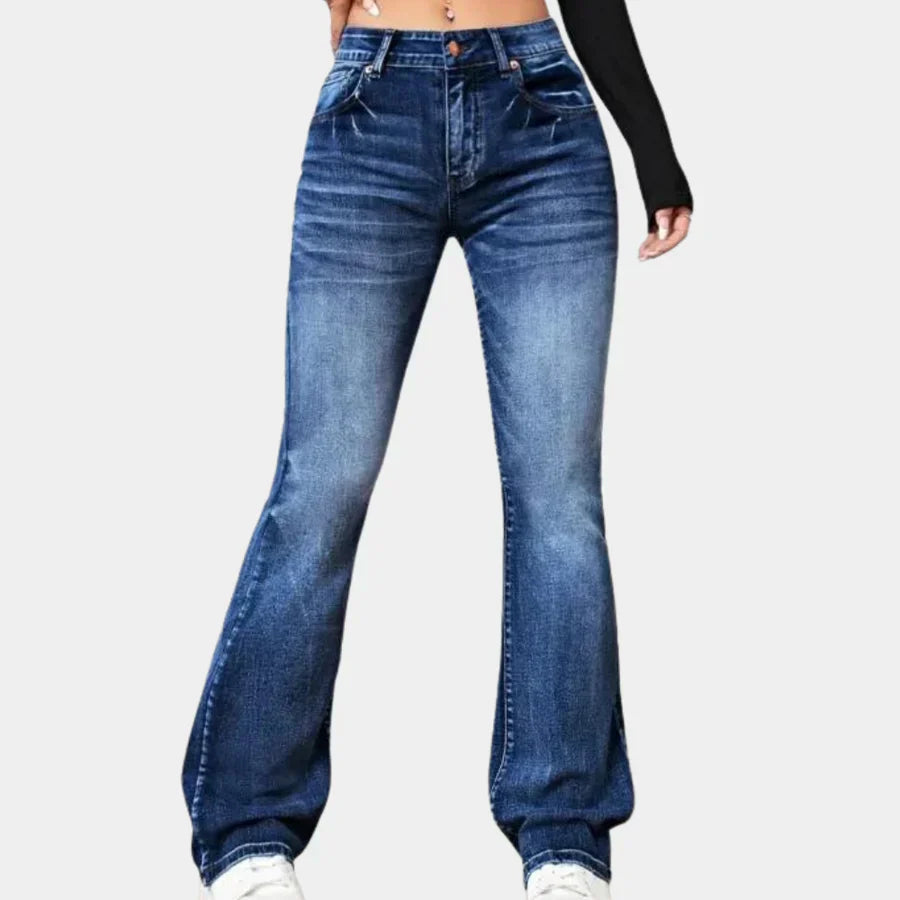 Levoire | Pantalon Large Taille Haute Pour Femmes Bleu foncé