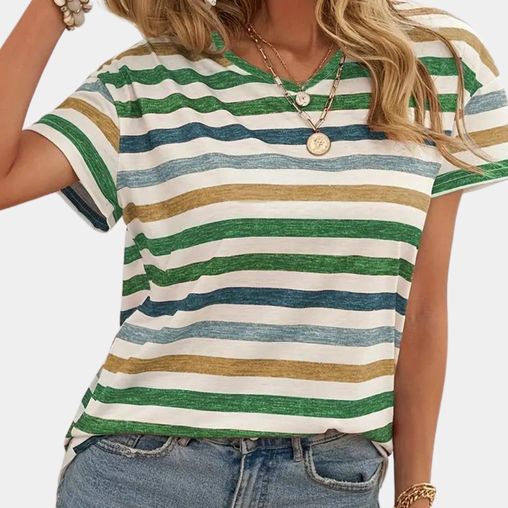 Levoire | T-Shirt De Loisirs Pour Femmes Avec Des Rayures Vert
