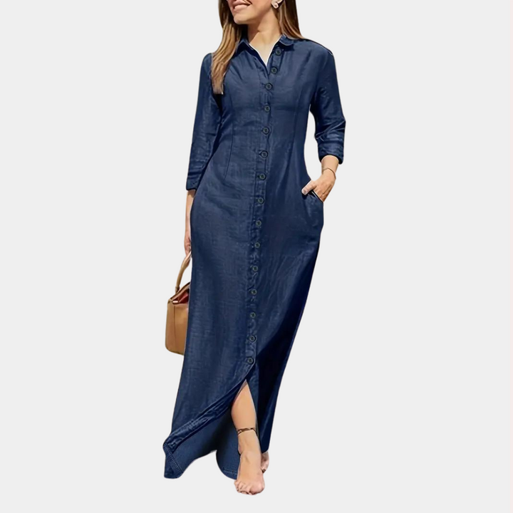 Levoire | Robe Maxi Avec Bouton Bleu marine