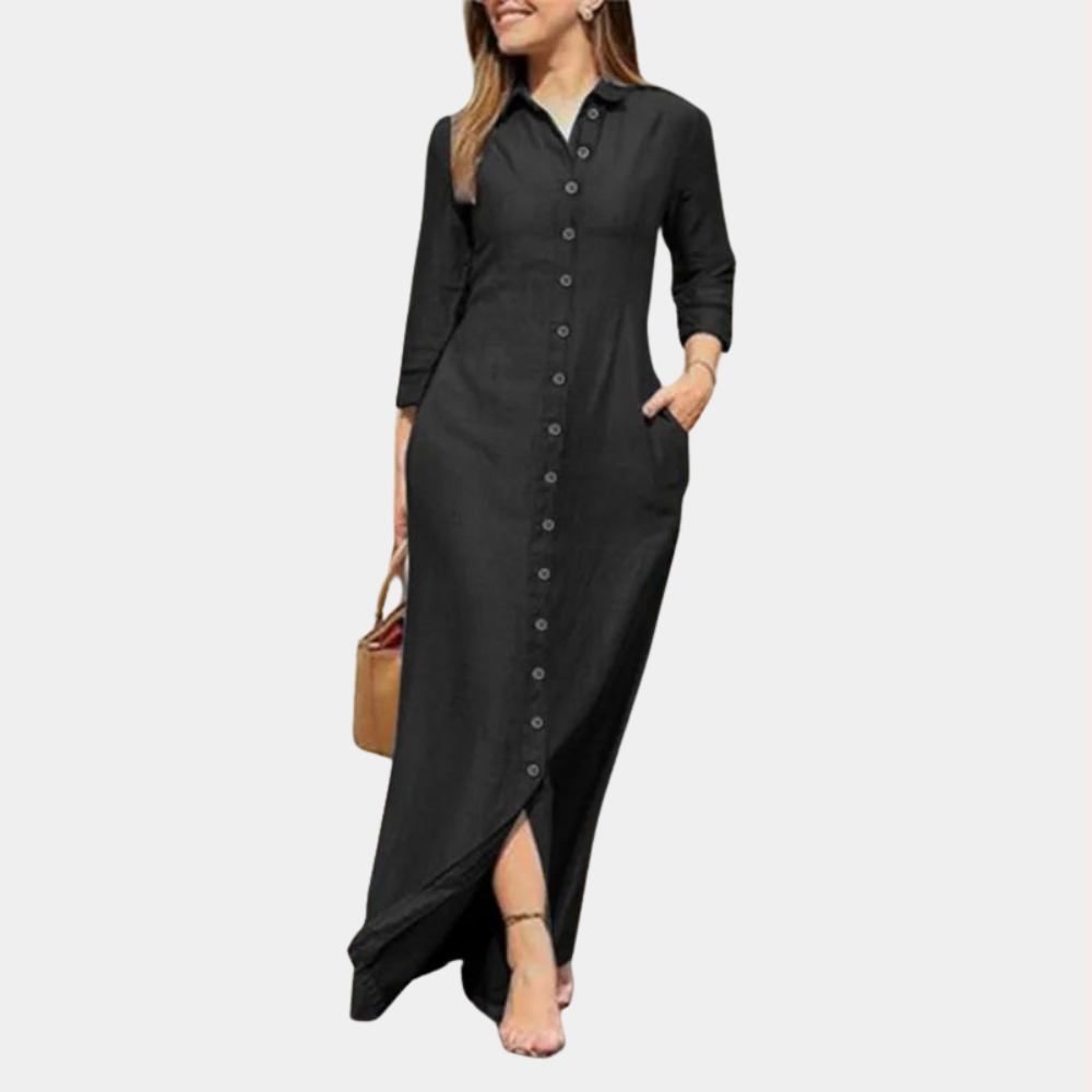 Levoire | Robe Maxi Avec Bouton Gris foncé