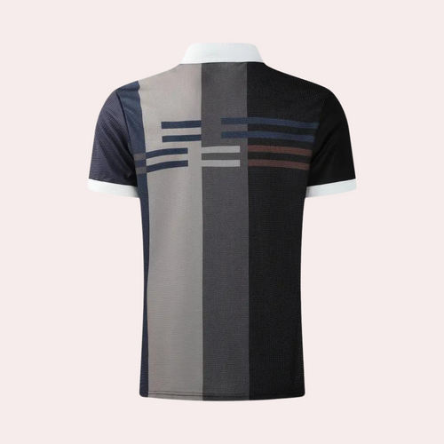 Levoire | Polo À Rayures Stylé Avec Manches Courtes Et Fermeture Éclair Pour Hommes