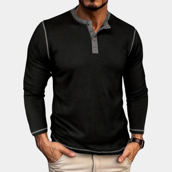 Levoire | T-Shirt À Manches Longues Décontracté Pour Hommes Noir