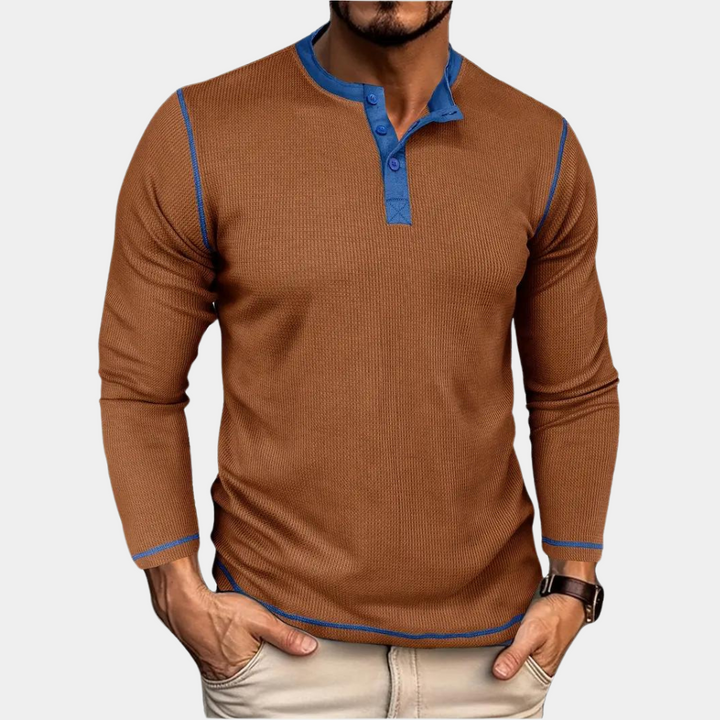 Levoire | T-Shirt À Manches Longues Décontracté Pour Hommes Café