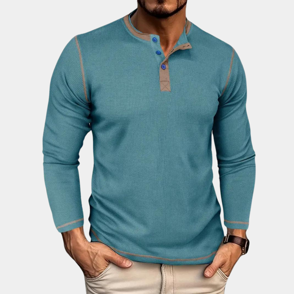 Levoire | T-Shirt À Manches Longues Décontracté Pour Hommes Bleu clair
