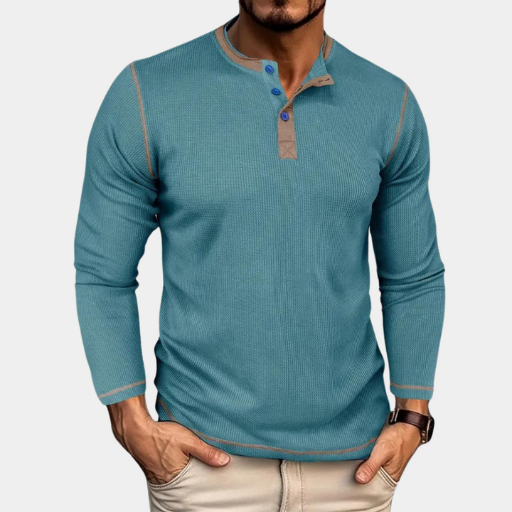 Levoire | T-Shirt À Manches Longues Décontracté Pour Hommes Bleu clair