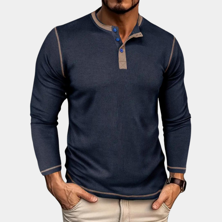 Levoire | T-Shirt À Manches Longues Décontracté Pour Hommes Bleu marine