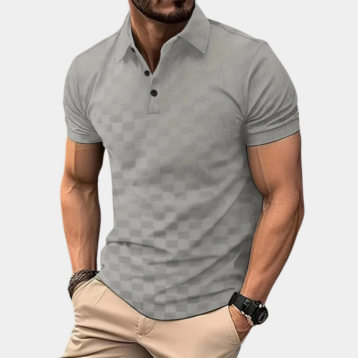 Levoire | Polo À Carreaux Slim Fit Pour Hommes Gris
