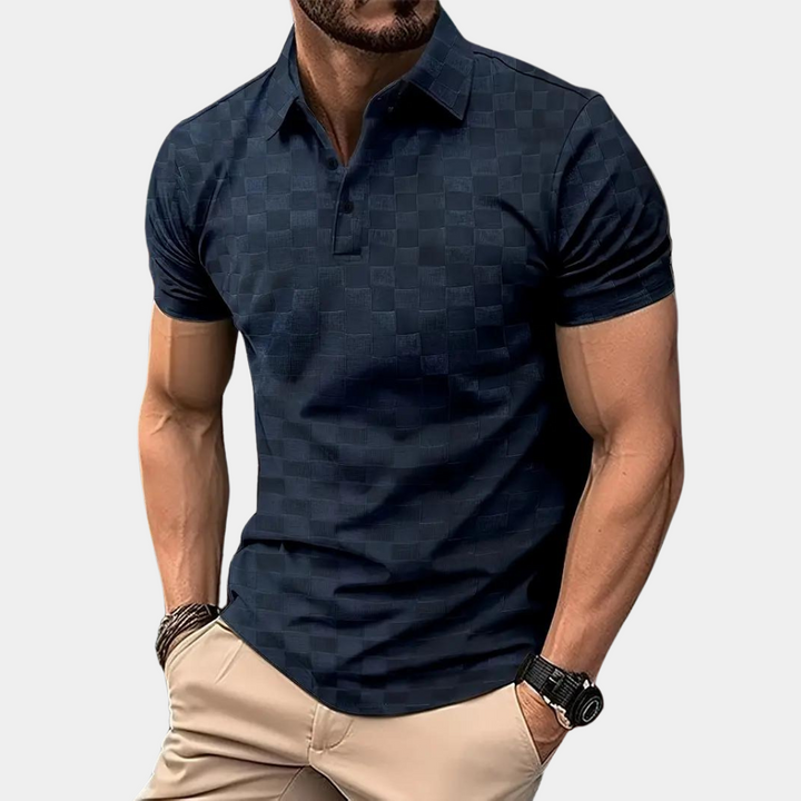 Levoire | Polo À Carreaux Slim Fit Pour Hommes Bleu marine