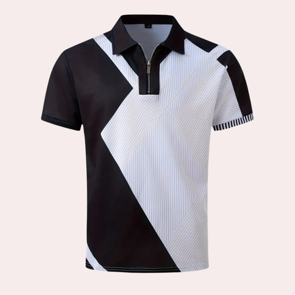 Levoire | Polo À Rayures Élégantes Avec Manches Courtes Et Fermeture Éclair Pour Hommes