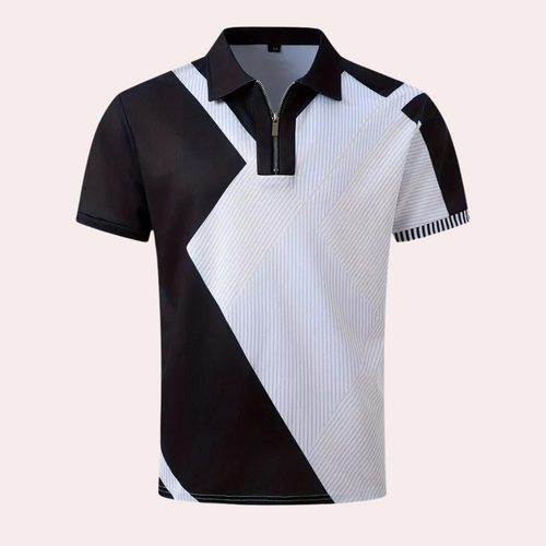 Levoire | Polo À Rayures Élégantes Avec Manches Courtes Et Fermeture Éclair Pour Hommes