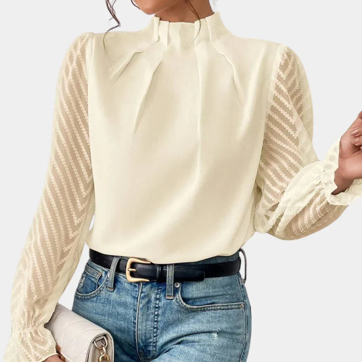 Levoire | Élégante T-Shirt Femme À Manches Longues Intemporelle, Élégante & Polyvalente Beige
