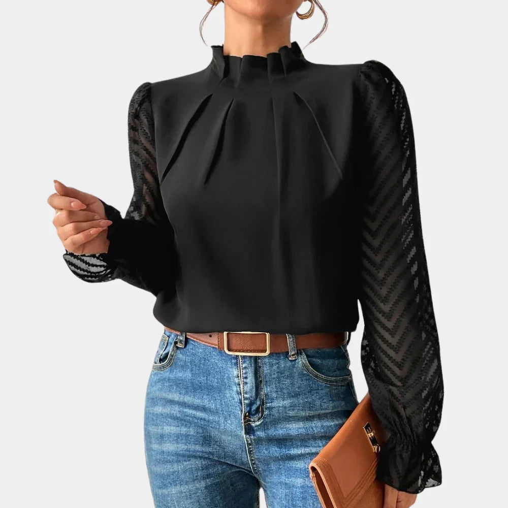 Levoire | Élégante T-Shirt Femme À Manches Longues Intemporelle, Élégante & Polyvalente Noir
