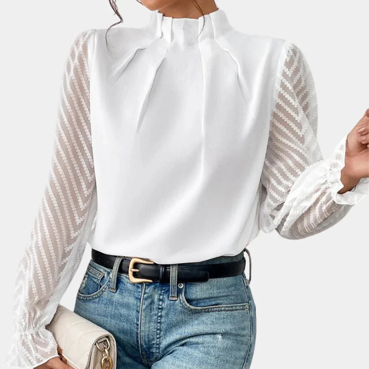 Levoire | Élégante T-Shirt Femme À Manches Longues Intemporelle, Élégante & Polyvalente Blanc