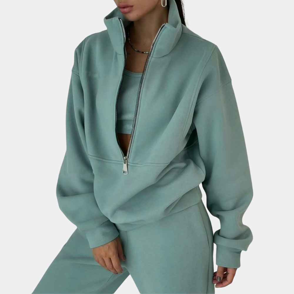 Levoire | Chemisier À Manches Longues Et Pantalons Taille Haute Vert