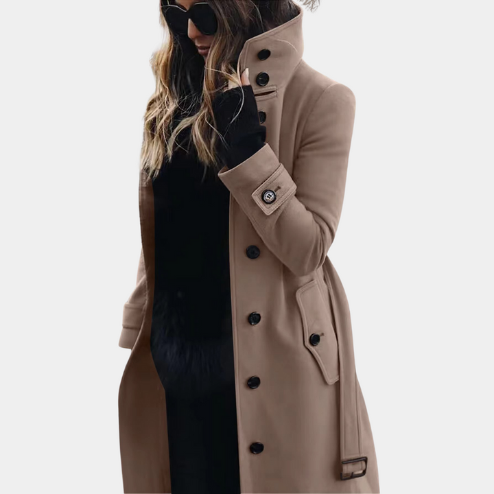 Levoire | Trench-Coat Ceinturé À Manches Longues Avec Patte De Boutonnage Khaki