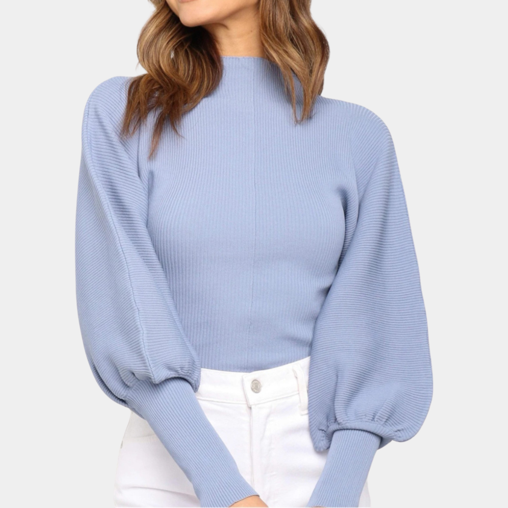 Levoire | Pull À Col Roulé Pour Femmes Avec Manches Bouffantes Bleu