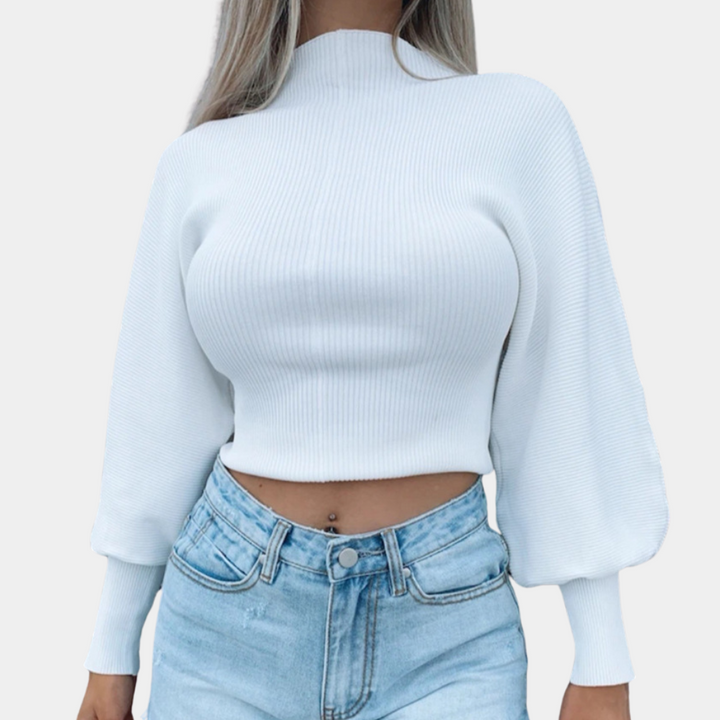 Levoire | Pull À Col Roulé Pour Femmes Avec Manches Bouffantes Blanc
