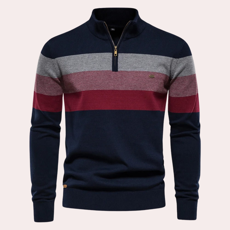 Levoire | Pull À Demi Zip Rayures Tendance Pour Le Quotidien Bleu marine