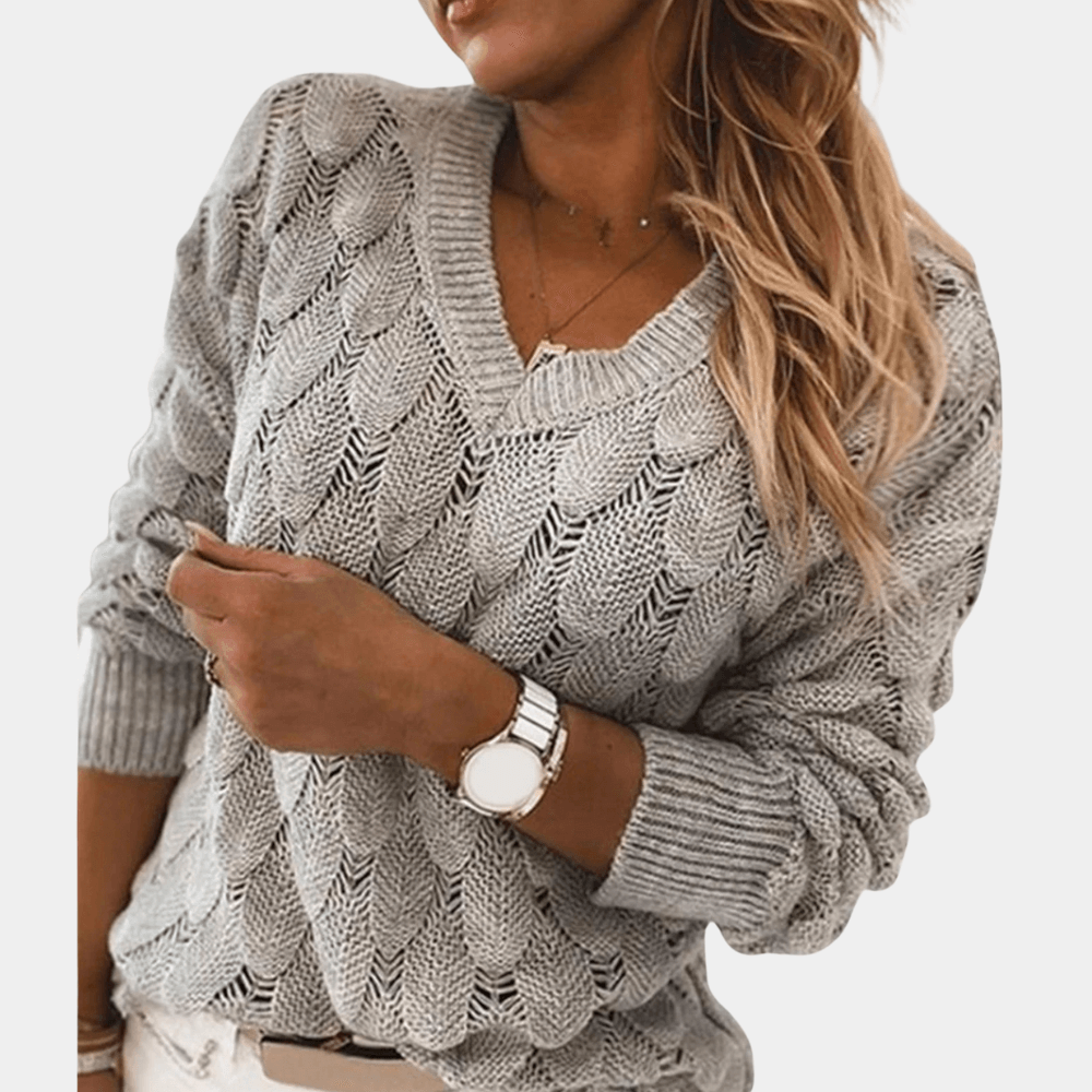 Levoire | Col V En Fédre, Pull À Manches Longues Gris