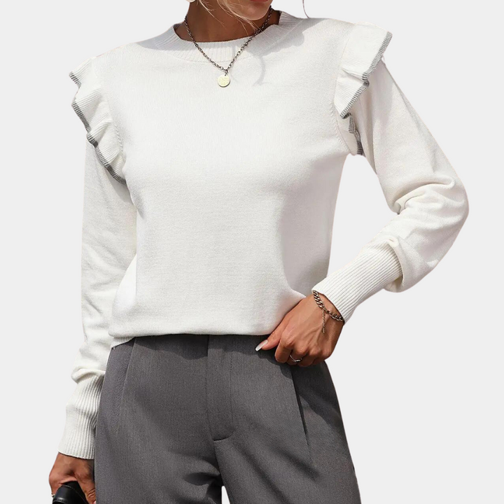 Levoire | Pulls Pour Femmes À Motif Volant Confortable Blanc