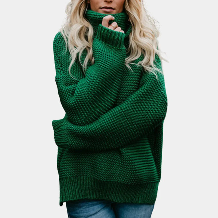 Levoire | Pull Femme En Maille Luxueuse À Col Haut Vert