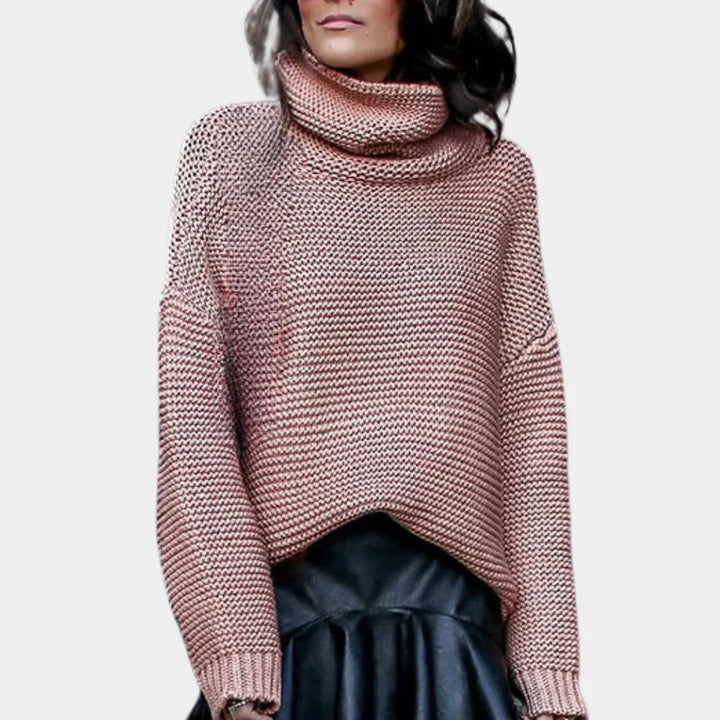 Levoire | Pull Femme En Maille Luxueuse À Col Haut Rosa