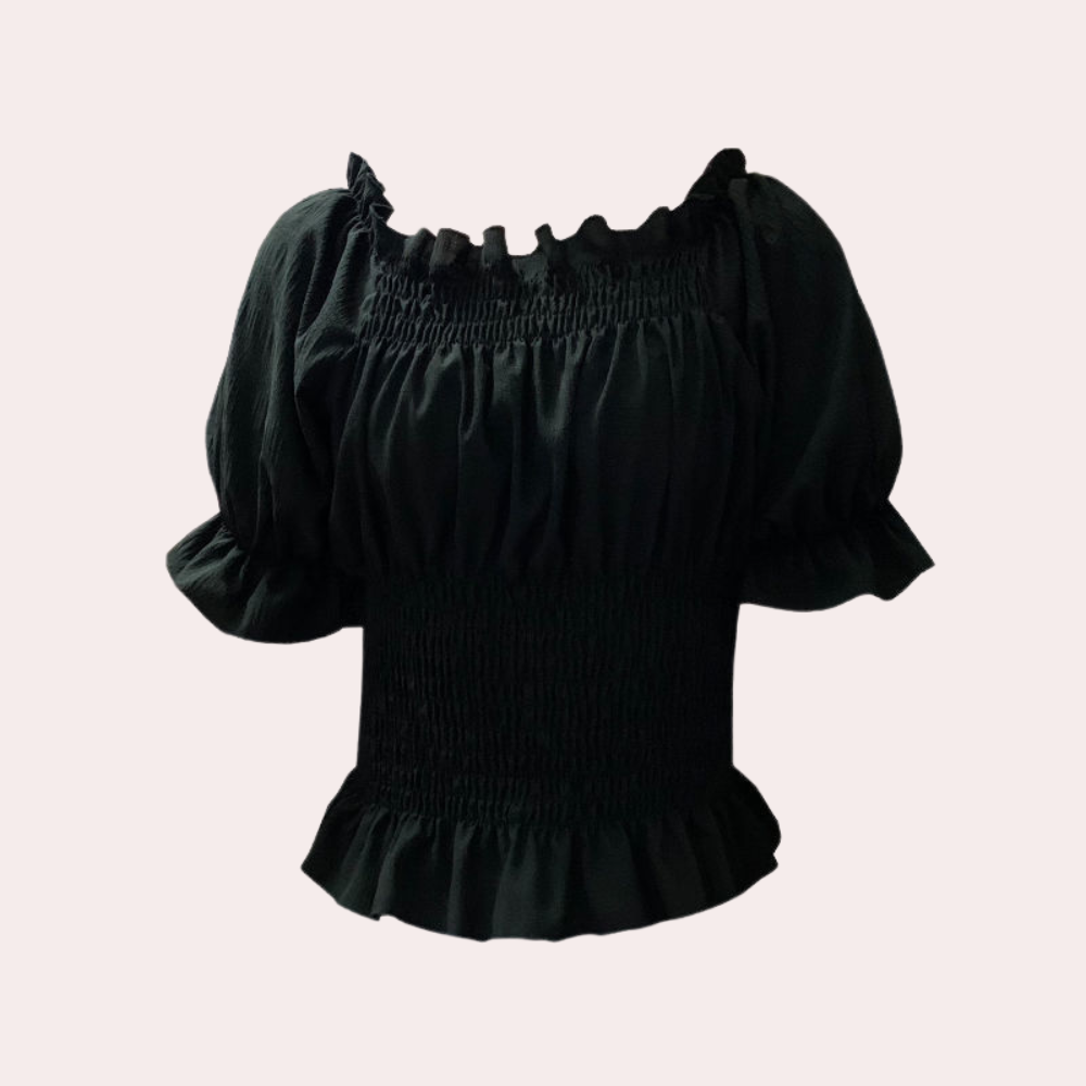Levoire | Blouse D'Été Moderne Avec Des Manches Bouffantes En Tissu Léger Noir