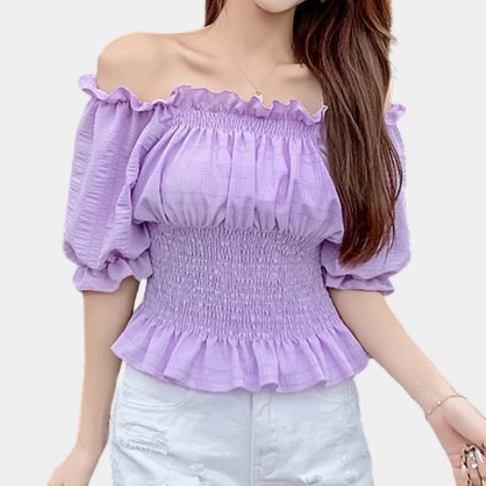 Levoire | Blouse D'Été Moderne Avec Des Manches Bouffantes En Tissu Léger Lila