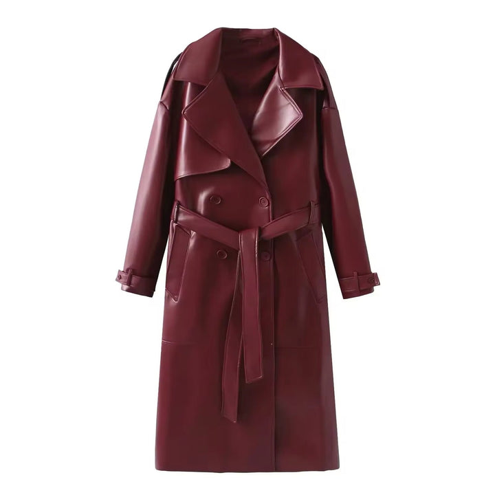Levoire | Trench-Coat En Cuir Élégant Chic D'Automne Rot