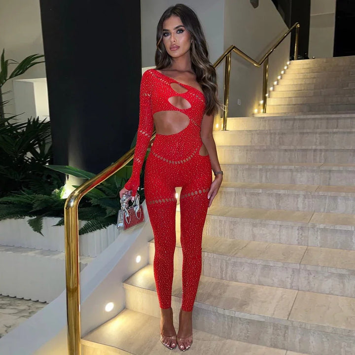 Levoire | Fille Jumpsuit Orné De Strass Rot