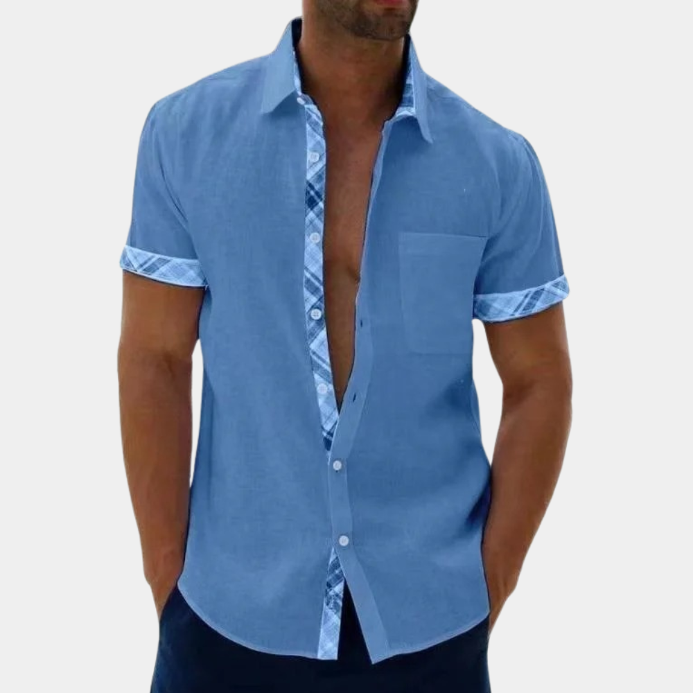 Levoire | Chemise À Manches Courtes Élégante Pour Hommes Bleu