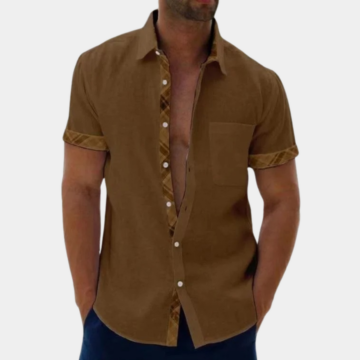 Levoire | Chemise À Manches Courtes Élégante Pour Hommes Marron