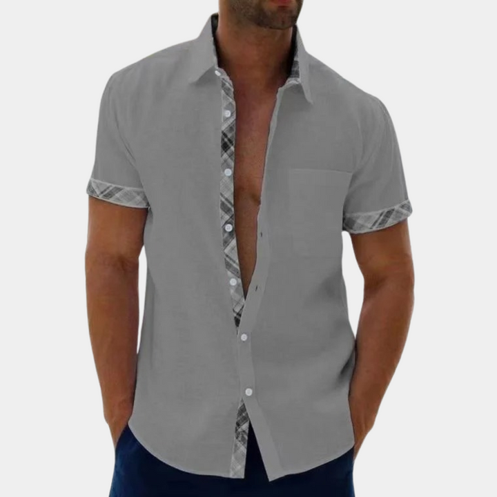 Levoire | Chemise À Manches Courtes Élégante Pour Hommes Gris