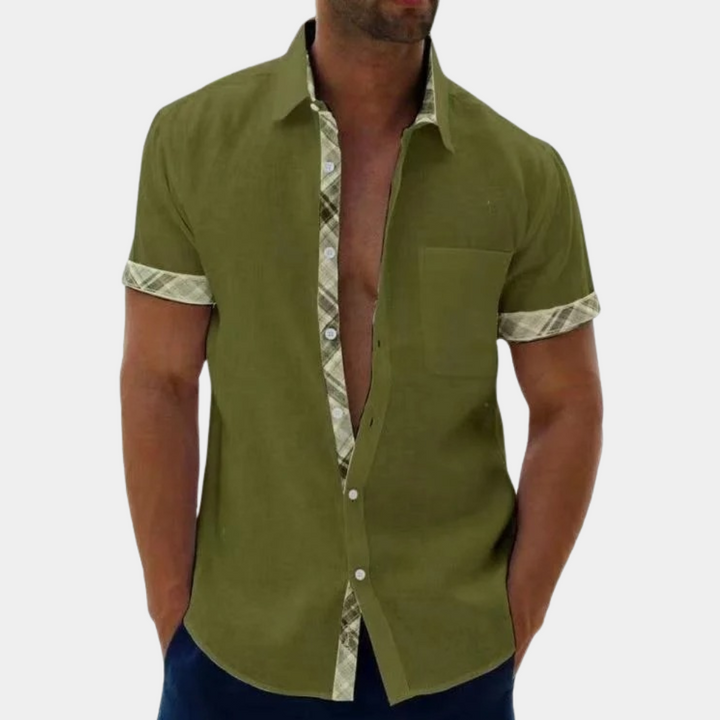 Levoire | Chemise À Manches Courtes Élégante Pour Hommes Vert