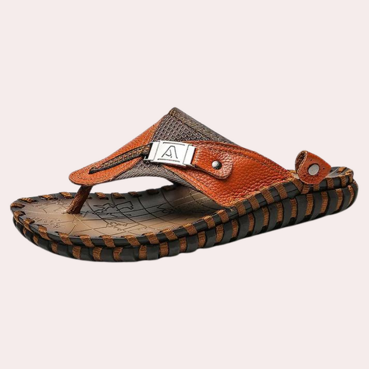 Levoire | Sandales Pour Hommes Cuir Luxe Confort Ultime Noir/Marron Brun