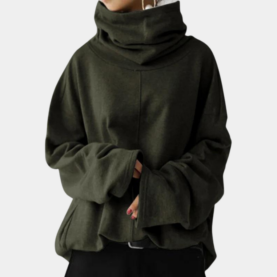 Levoire | Pull Moderne Pour Femmes Avec Col Roulé Vert foncé