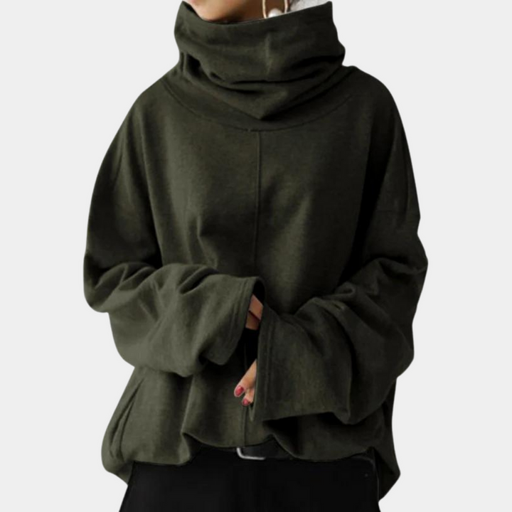 Levoire | Pull Moderne Pour Femmes Avec Col Roulé Vert foncé