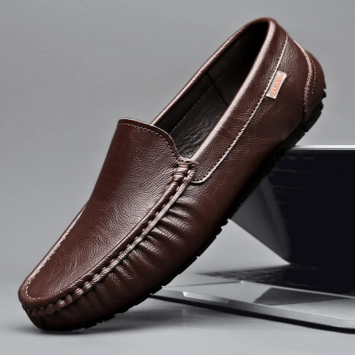 Levoire | Chaussures En Cuir Pour Hommes Levoire | Chaussures À Enfiler Confortables Design Intemporel Brun