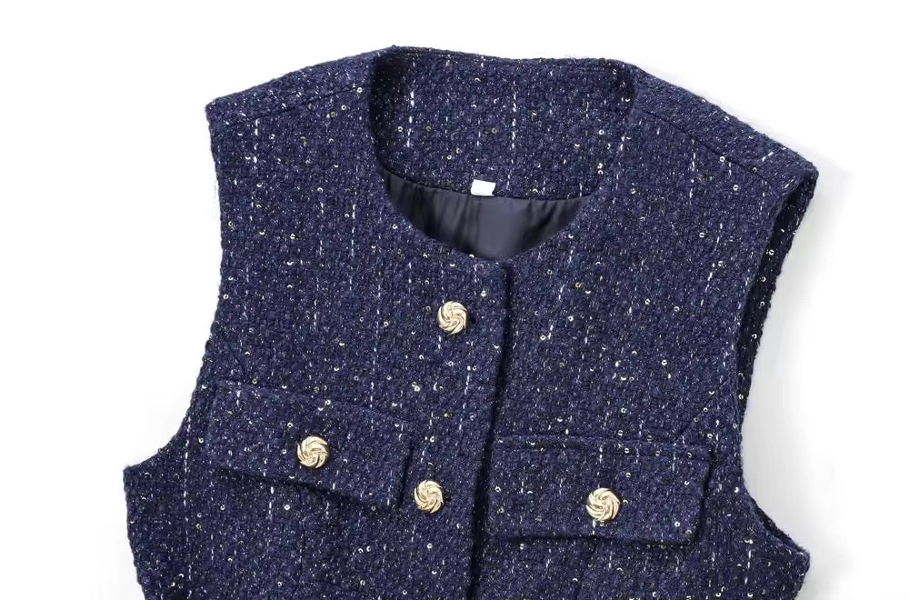 Levoire | Gilet En Tweed Élégant Avec Ceinture