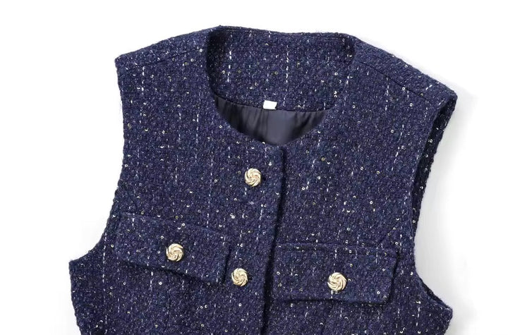 Levoire | Gilet En Tweed Élégant Avec Ceinture