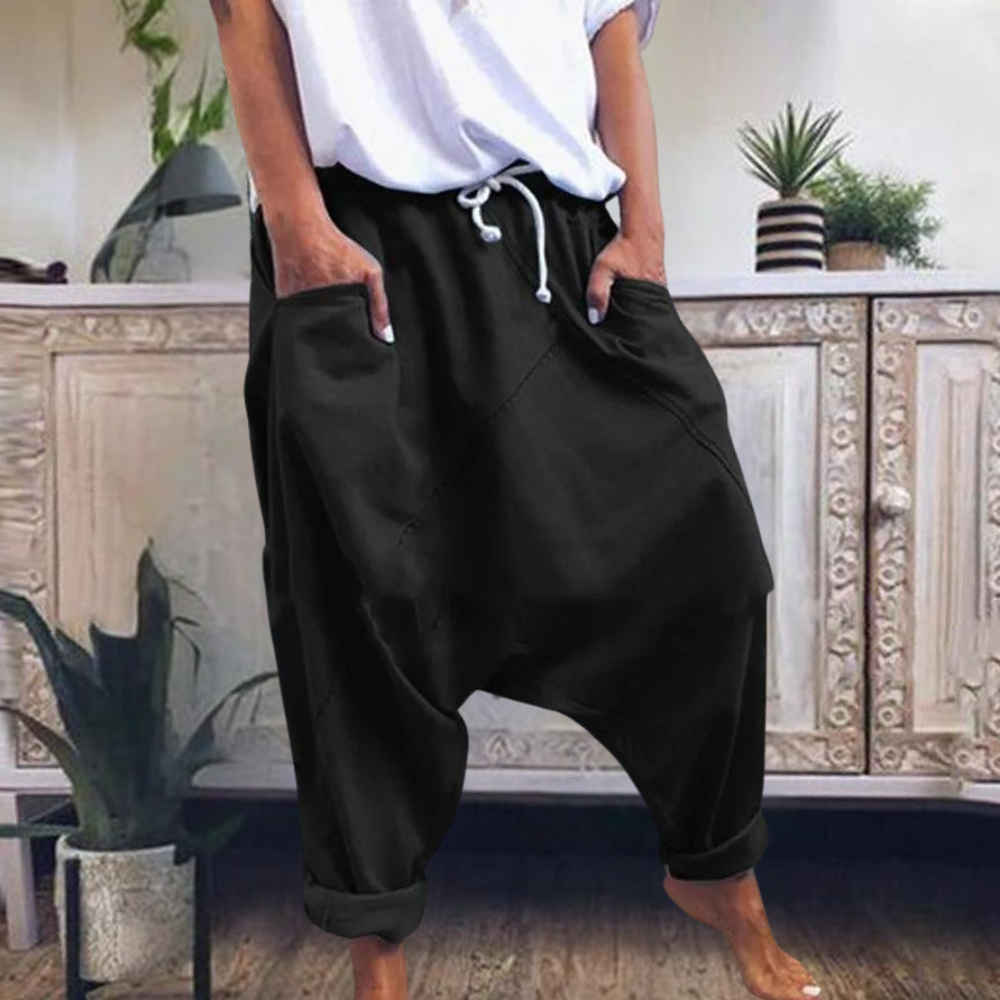 Levoire | Pantalons À Cordon Avec Poches Pour Femmes Noir