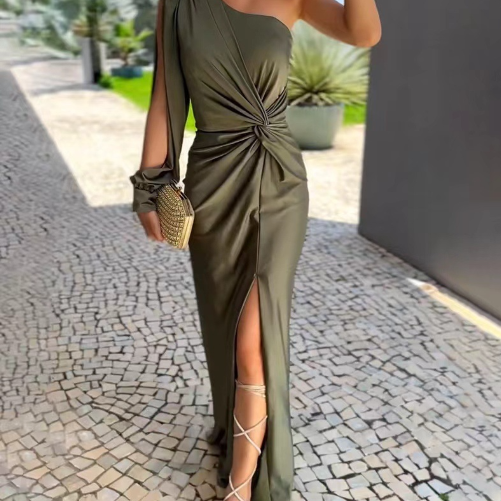 Levoire | Robe Maxi Épaule Pour Femmes Par Alisa Vert