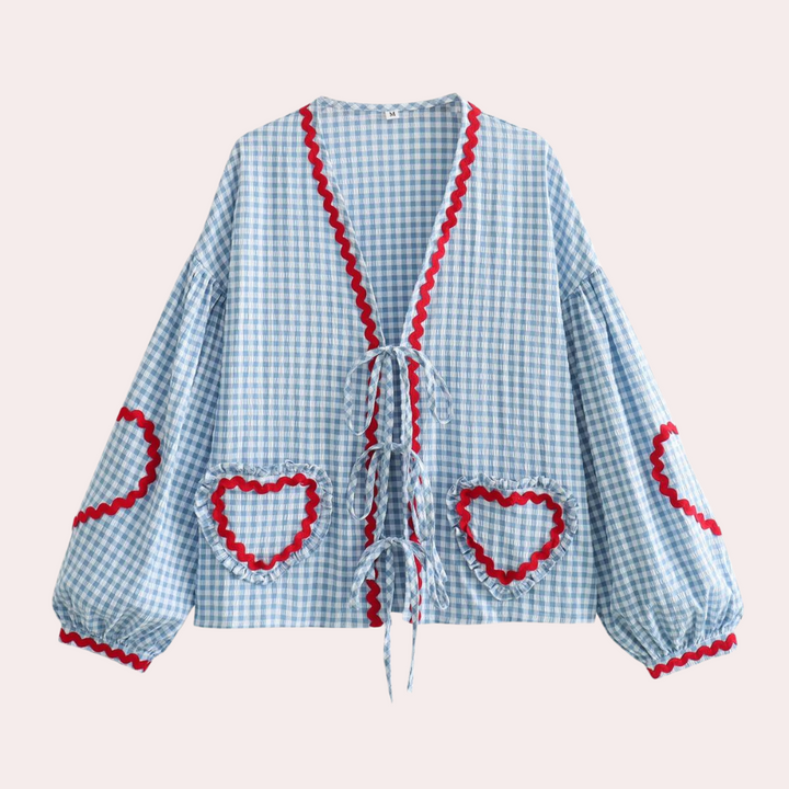 Levoire | Haut À La Mode Pour Femmes Avec Appliqué Cœur Bleu