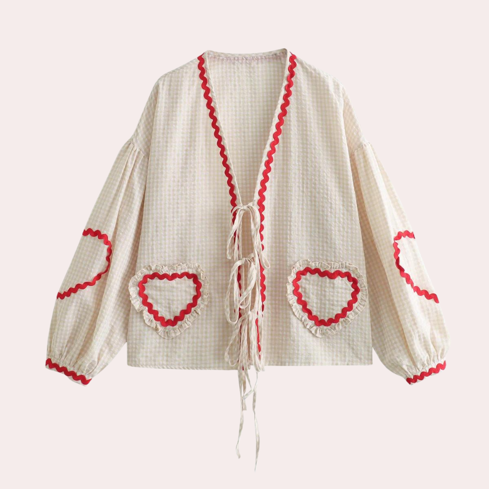 Levoire | Haut À La Mode Pour Femmes Avec Appliqué Cœur Beige